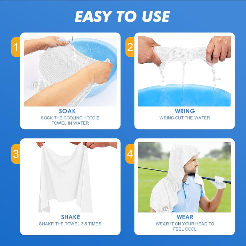 CASITE Cooling Hoodie Towels for Neck and Face, UPF 50 Sun Protection & Instant Cooling, Ice Towels for Hot Weather, Soft Breathable Towel for Sport, Work Out, Gym, Camping & More Activities - Image 3